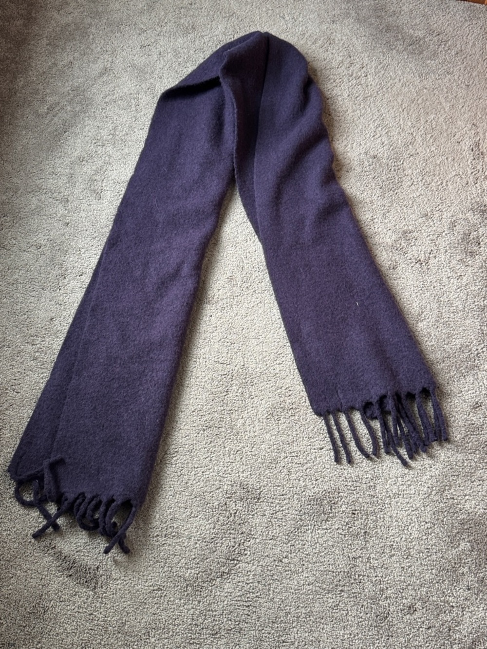 UniQlo Purple Wool Blend Fringe Scarf Minimalist Winter